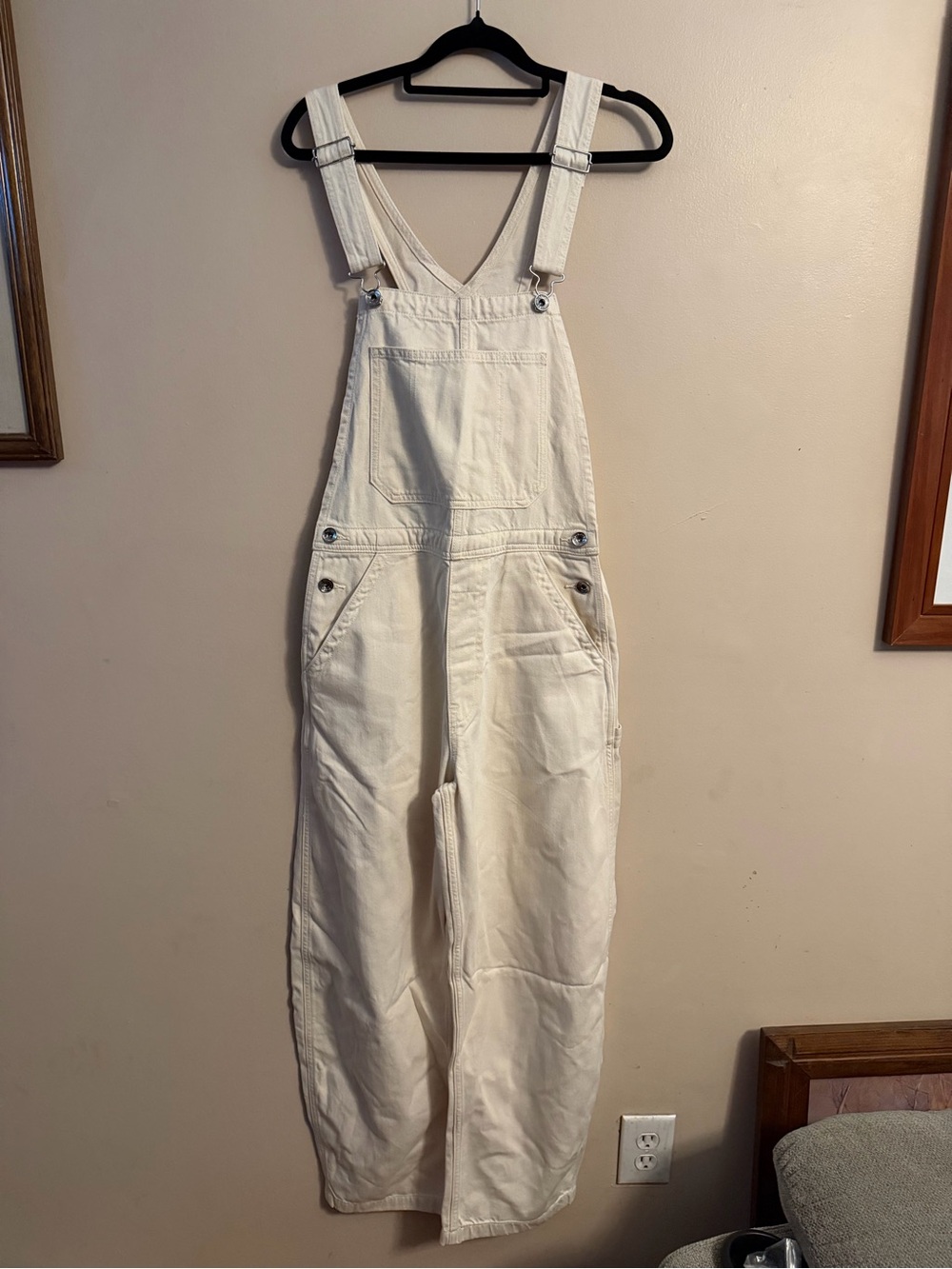 Everlane Cream Overalls with Front Bib